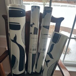 Serena & Lily Navy Wallpaper- 2 unopened rolls and some extra